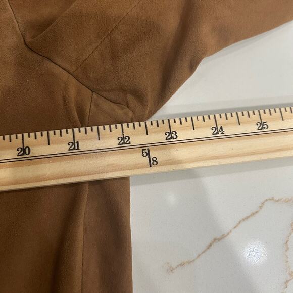 IL Perseo Jacket Suede Italian Leather Mens Mid Length Lightweight Camel - Picture 13 of 15